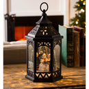 LED Lantern with Flower Cut-out Design and Snowman Scene,8led489