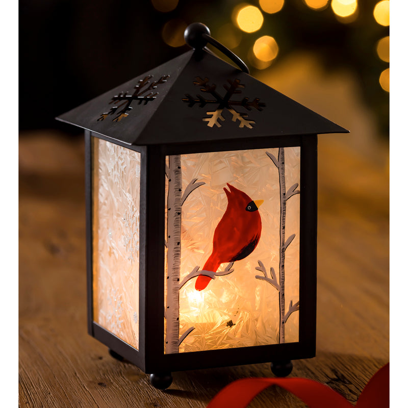 Led Lantern with Snowflake Cutout, 2 Assorted, Cardinal/Snowman
