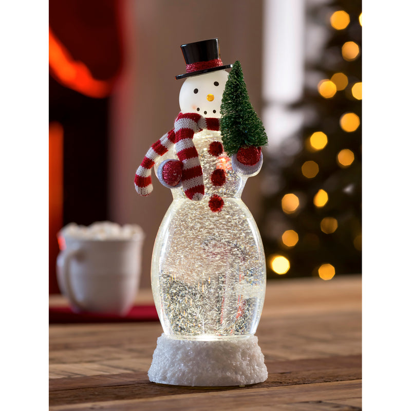 Glass Handpainted Snowman and Cardinal LED Bell, 5.9'' x 5.9'' x 7.9'' inches