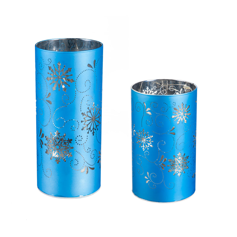 Metal LED Snowflake Table Decor, Set of 2, 3.5"x3.5"x8"inches