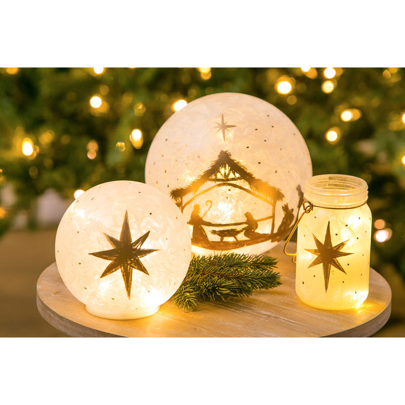 Glass Hand Painted Christmas Trees Nativity Disc