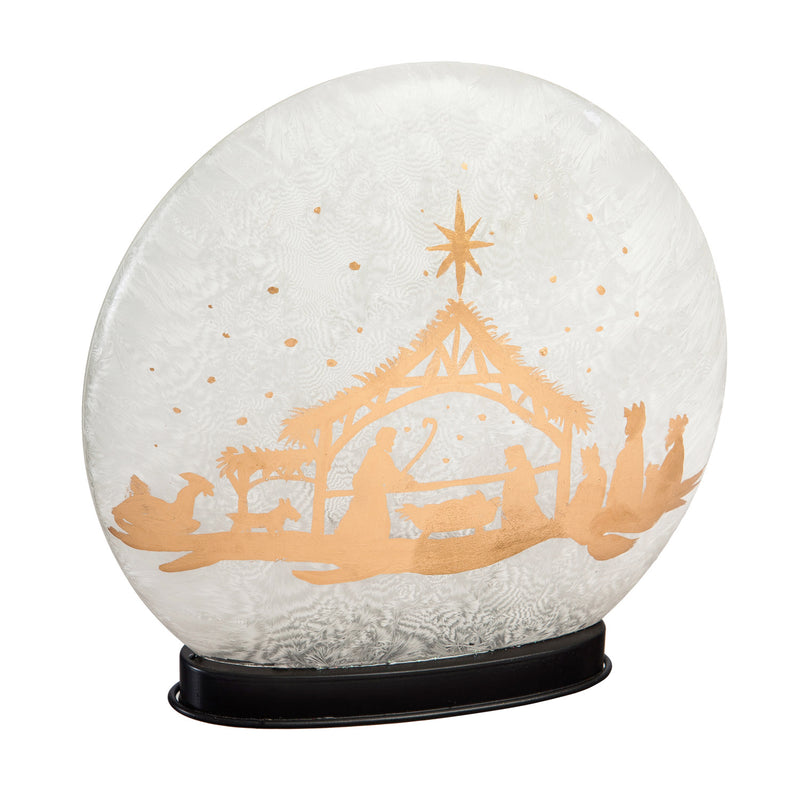 Glass Hand Painted Christmas Trees Nativity Disc