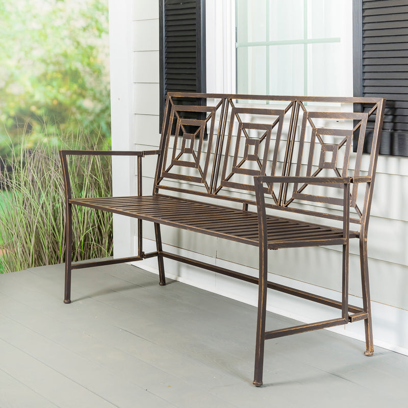Evergreen Deck & Patio Decor,Bronze Metal Bench,35.82x22.63x53.54 Inches