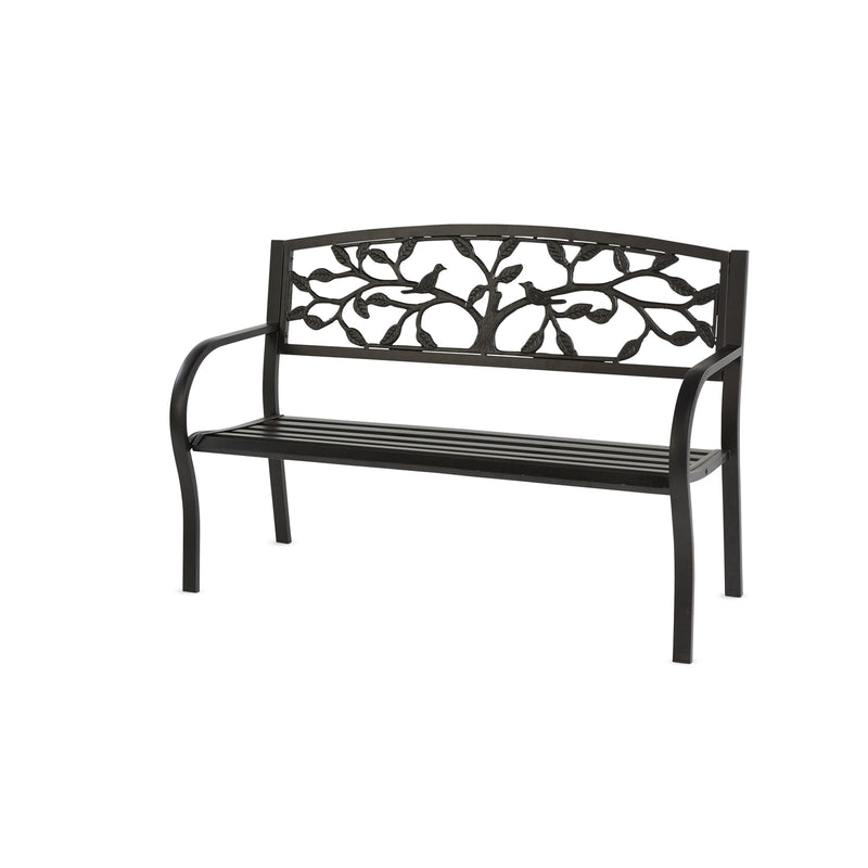 Tree of Life Metal Garden Bench - Black,8mb125