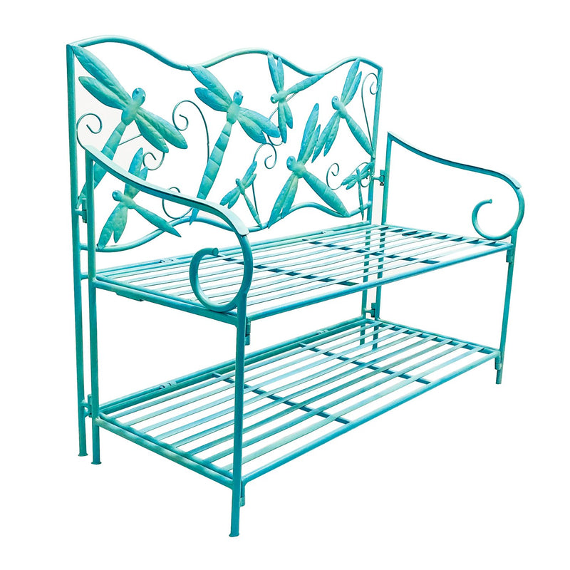 Dragonfly Metal Garden Storage Bench,8mb143