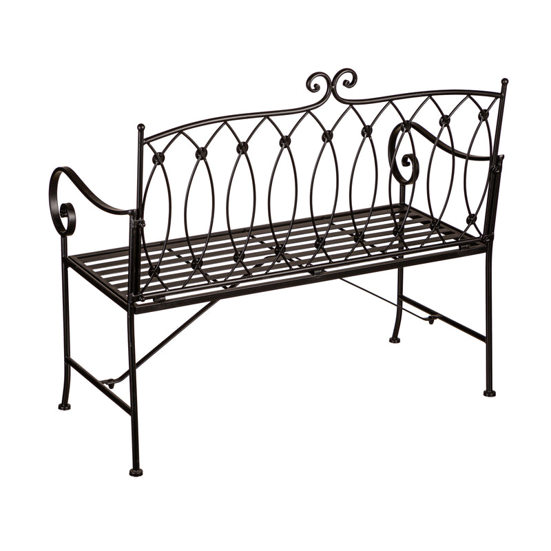 Evergreen Deck & Patio Decor,Yorktown Black Metal Garden Bench,41.73x21.46x36.42 Inches