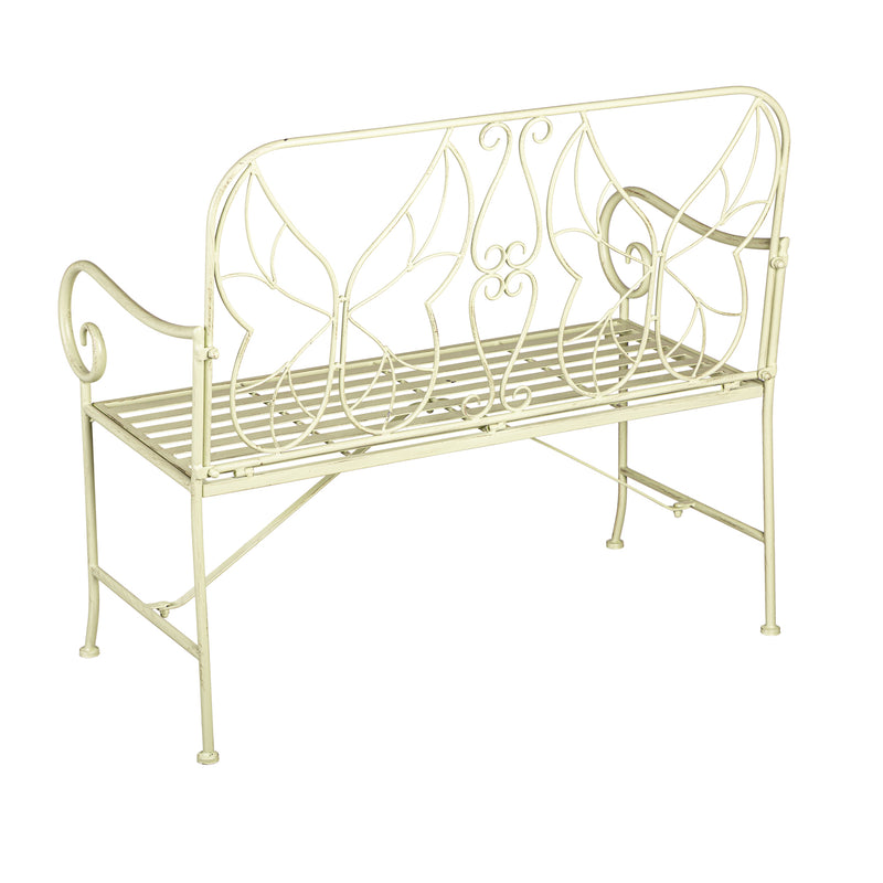 Evergreen Deck & Patio Decor,Butterfly Metal Garden Bench in Pistachio,41.34x21.65x36.81 Inches