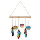 Stained Glass Heart and Feather Hanging Mobile,8mm021