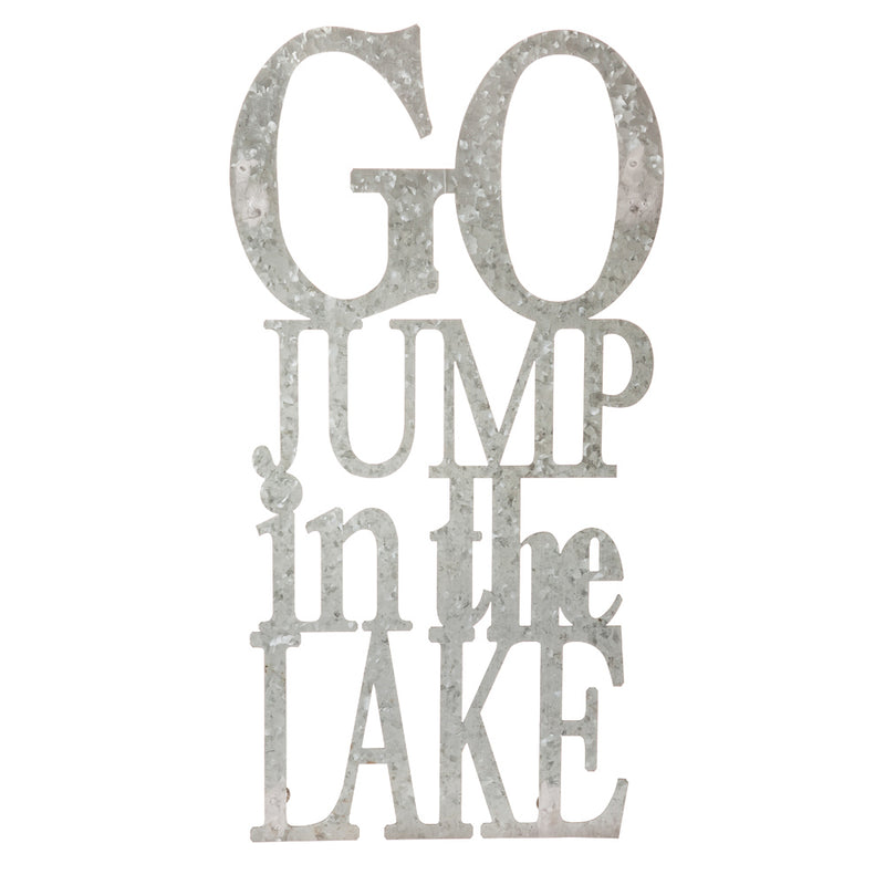 Evergreen Go Jump in the Lake, 3-D Metal Wall Decor in Galvanized Metal Finish, 12.5'' x 23.75'' x 1'' inches
