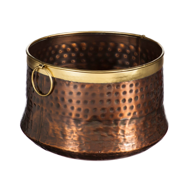 Wells Antique Copper and Brass Planters, Set of 3, 13"x13"x8.25"inches