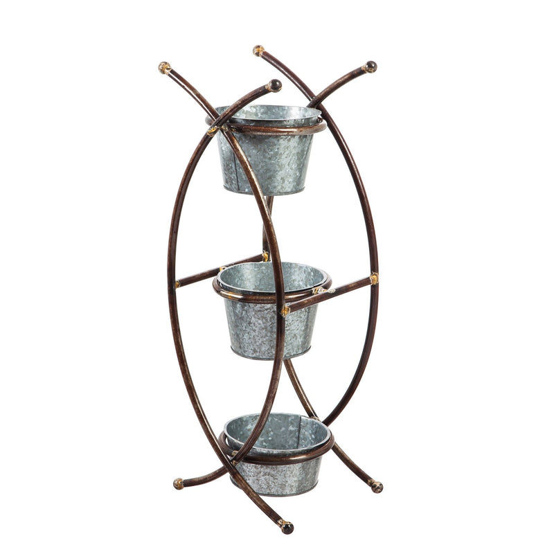 Metal 3 Pot Planter with Stand, 10.25"x9.1"x26.4"inches