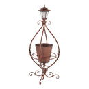 Antiqued Wrought Iron Plant Stand with Solar Light,8pmtl225