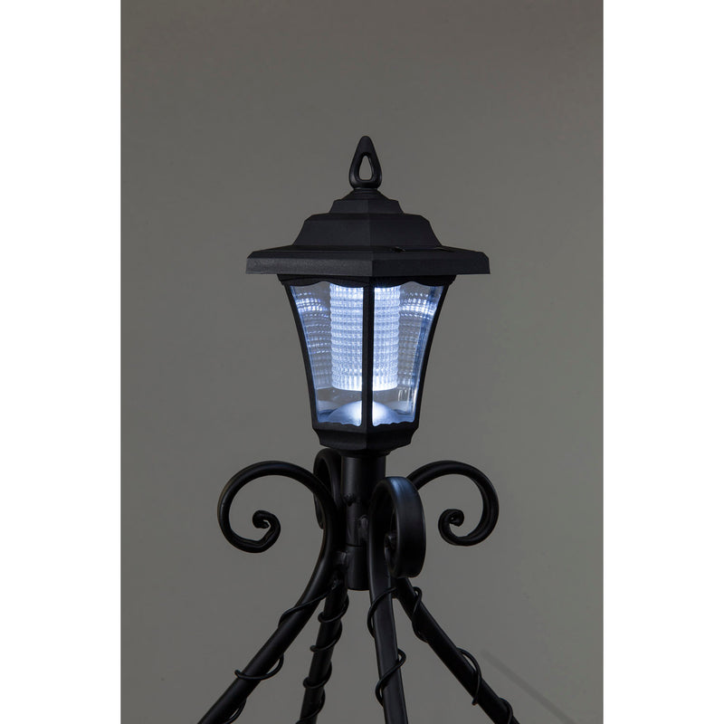 Antiqued Wrought Iron Plant Stand with Solar Light,8pmtl225