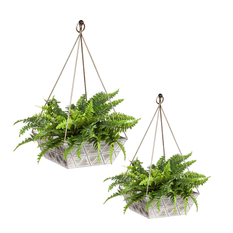Geometric Embossed Metal Planter, Set of 2,8pmtl5259