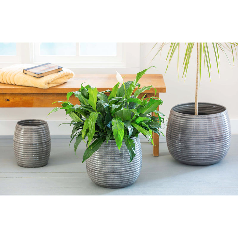 Metal Ribbed Planter, Set of 3,8pmtl5274