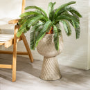 Grey Embossed Pedestal Planter,8pmtl5436