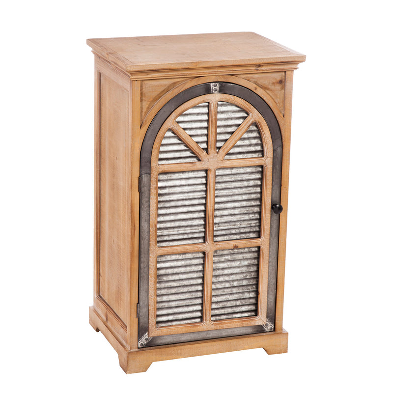 Evergreen Wood Cabinet with Corrugated Metal Door, 17.5'' x  30.1'' x 12.6'' inches.