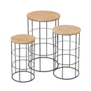 Metal And Wood Side Table Set of 3,8ssm105