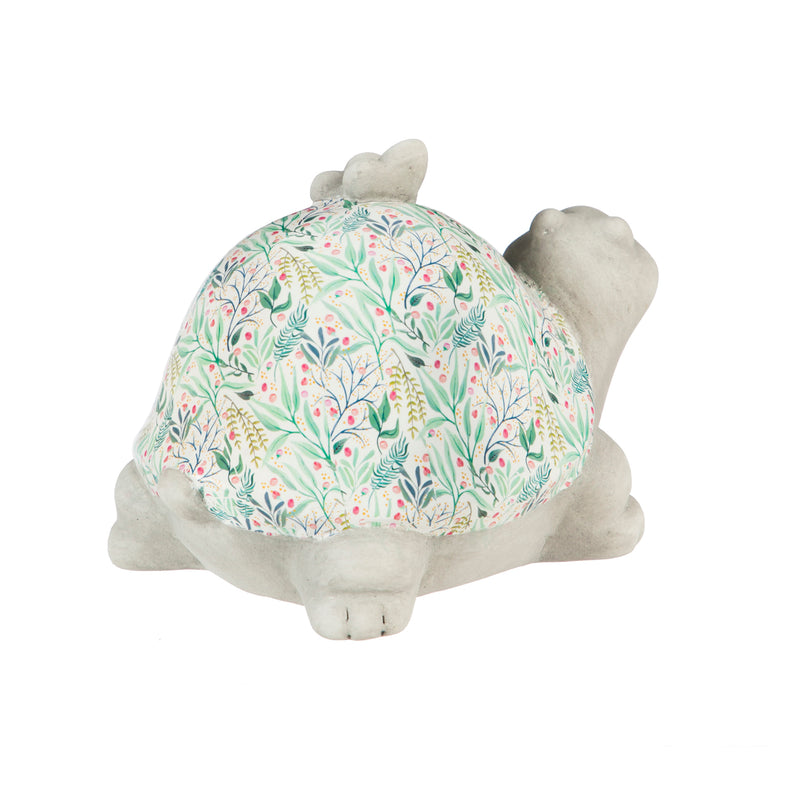 Ceramic Turtle with Floral Cadence Shell Tabletop Decoration
