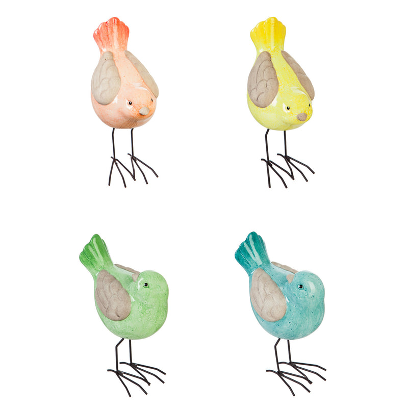 Ceramic Bird Tabletop Decoration, 4 Assorted: Pink, Blue, Green, Yellow,8tac084