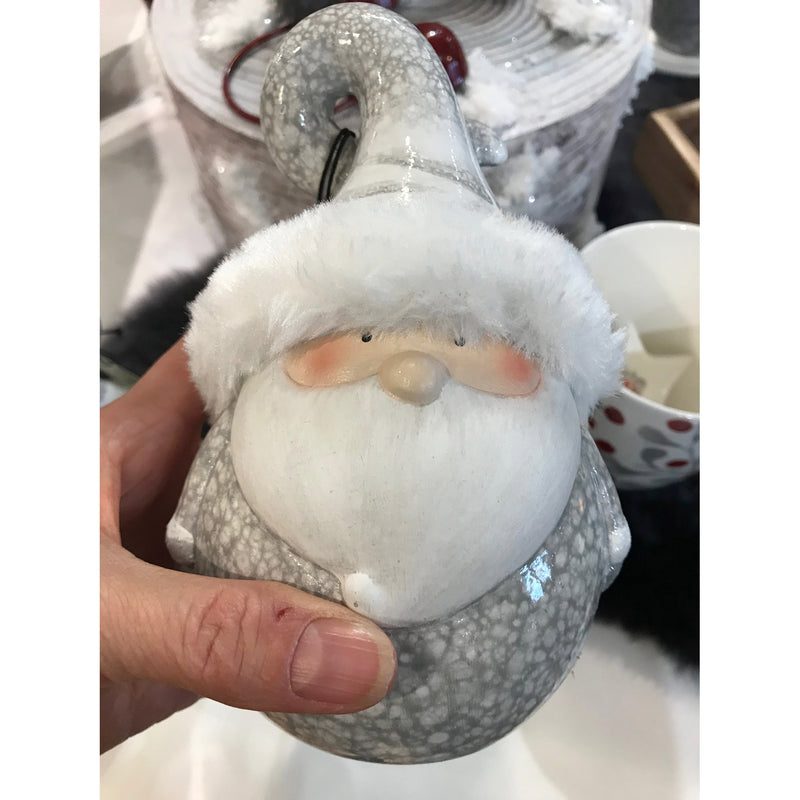 Terracotta Santa and Snowman with Crackle Effect Tabletop Décor, 2 Asst