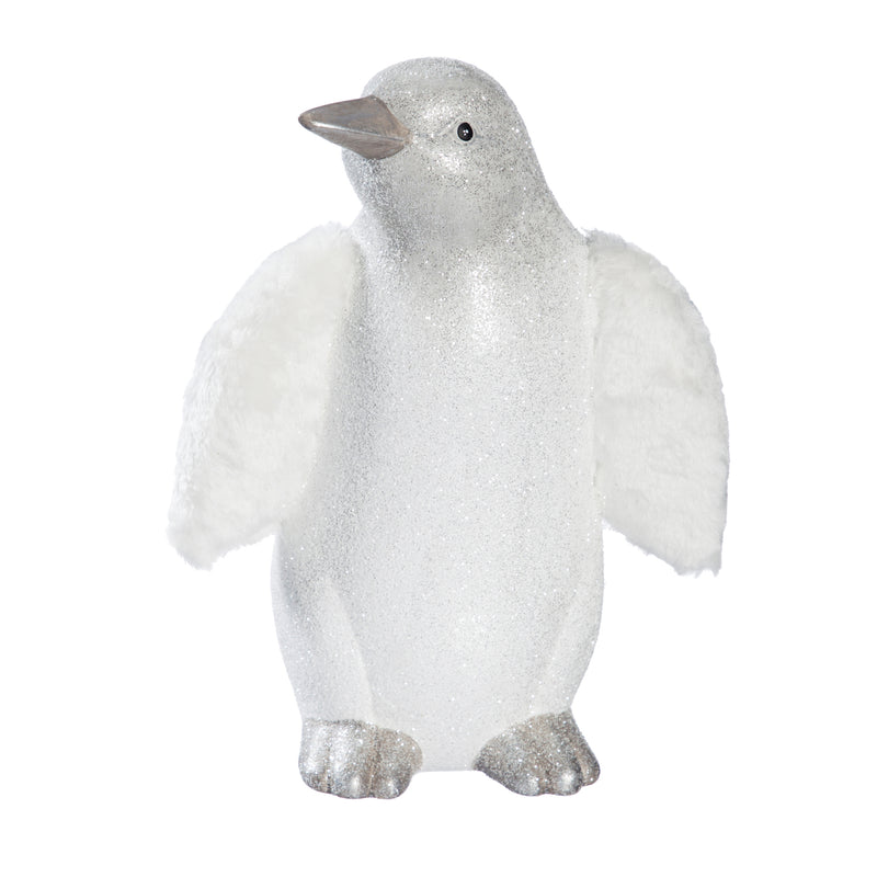 Terracotta Penguin with Furry Wings Tabletop Decor, 2 Asst