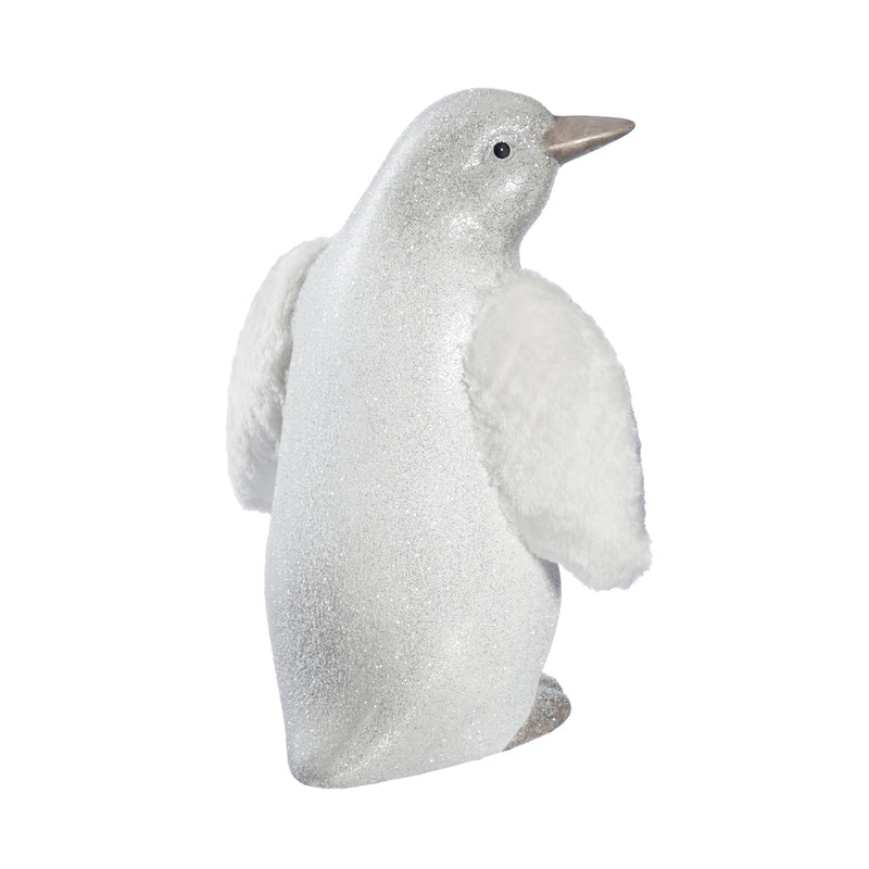 Terracotta Penguin with Furry Wings Tabletop Decor, 2 Asst