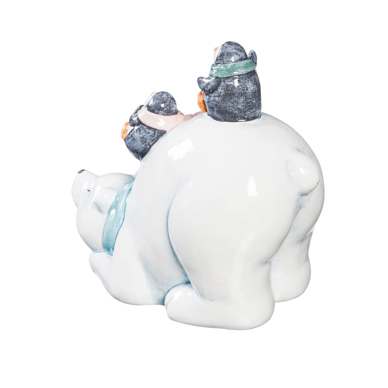 Ceramic Polar Bear with Penguin Friends Tabletop Décor, 2 Asst,8tac092
