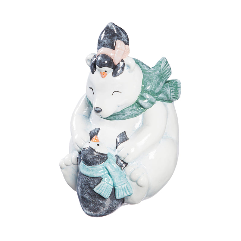 Ceramic Polar Bear with Penguin Friends Tabletop Décor, 2 Asst,8tac092