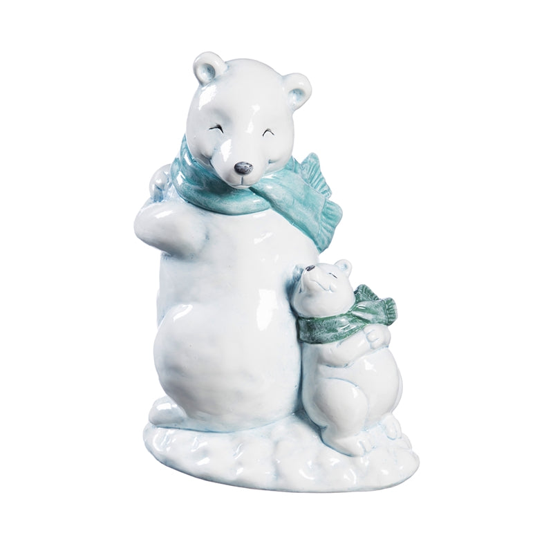 Ceramic Polar Bears with Scarves Tabletop Décor, 4.5'' x 6.1'' x 8.3'' inches