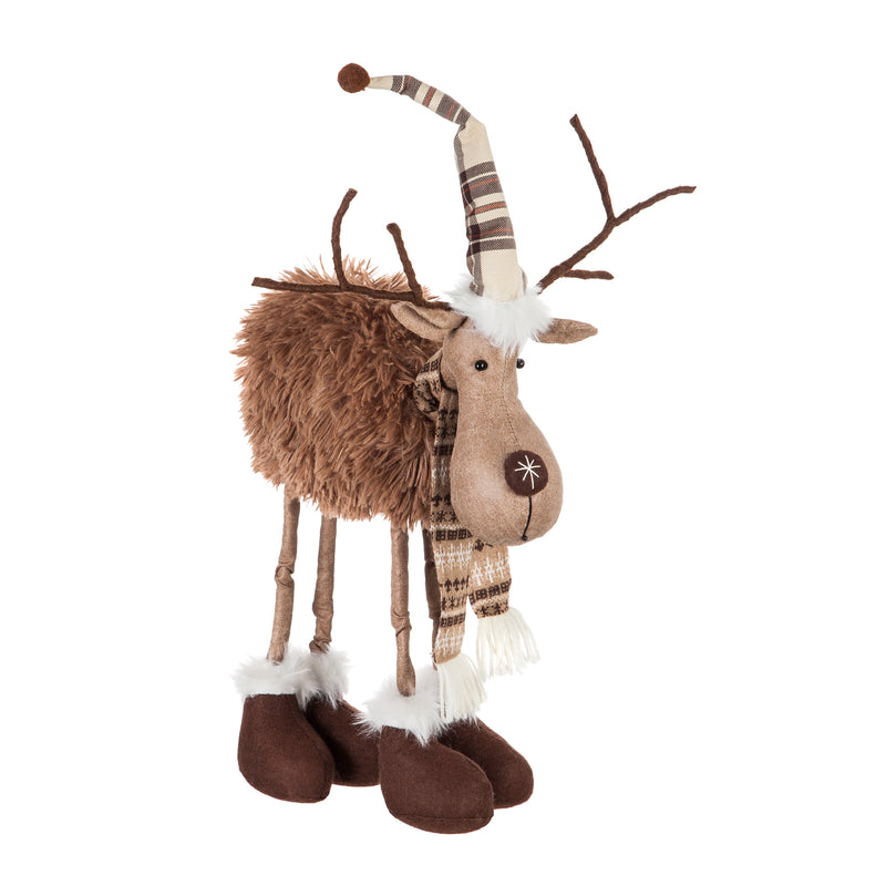21" Standing Fabric Moose with Hat and Scarf Tabletop Décor