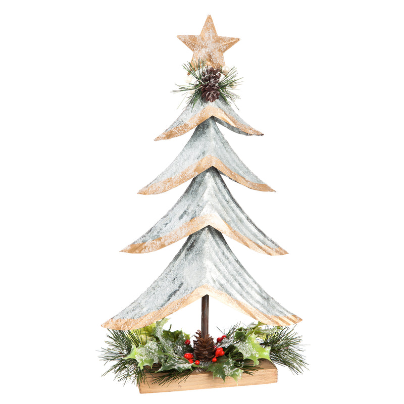 Silver Metal Tree with Glitter and Artificial Tabletop Décor, Set of 2,8tam343