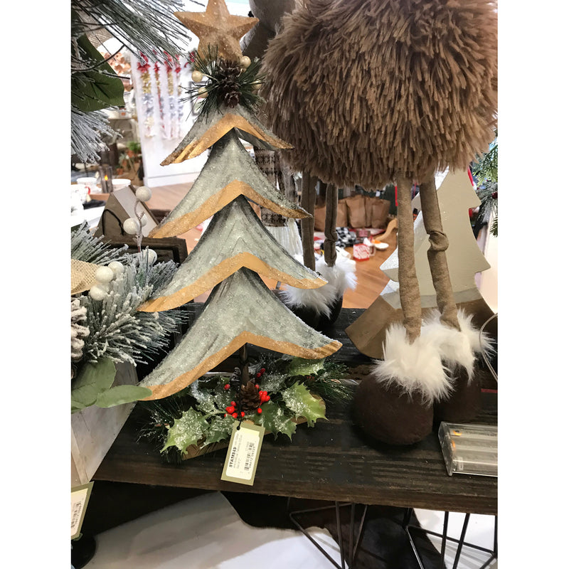 Silver Metal Tree with Glitter and Artificial Tabletop Décor, Set of 2,8tam343