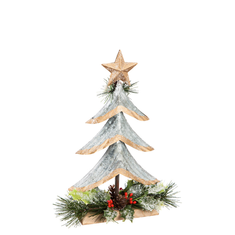 Silver Metal Tree with Glitter and Artificial Tabletop Décor, Set of 2,8tam343