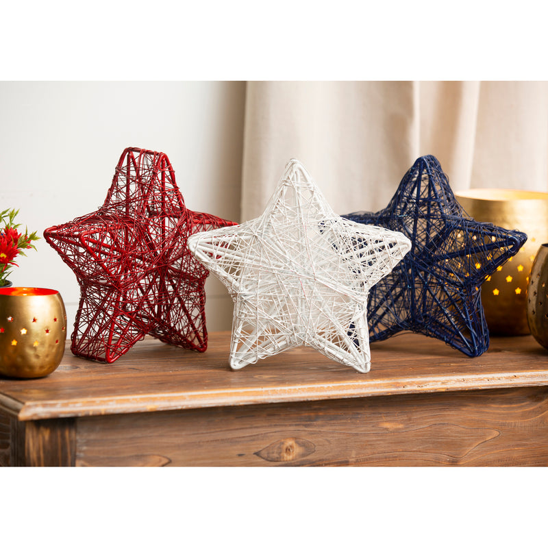 Metal Star Table Décor, 3 Asst: Red, Blue, White