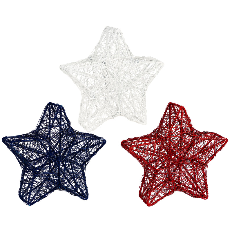 Metal Star Table Décor, 3 Asst: Red, Blue, White