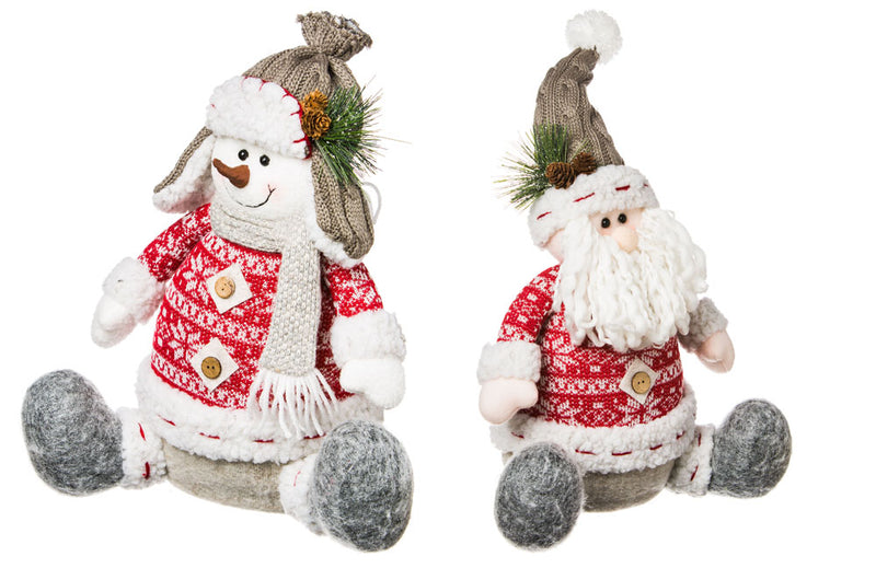 Evergreen Nordic Christmas Santa and Snowman 10" Table Decor, 2 Assorted, 5.9'' x 11.8'' x 13'' inches