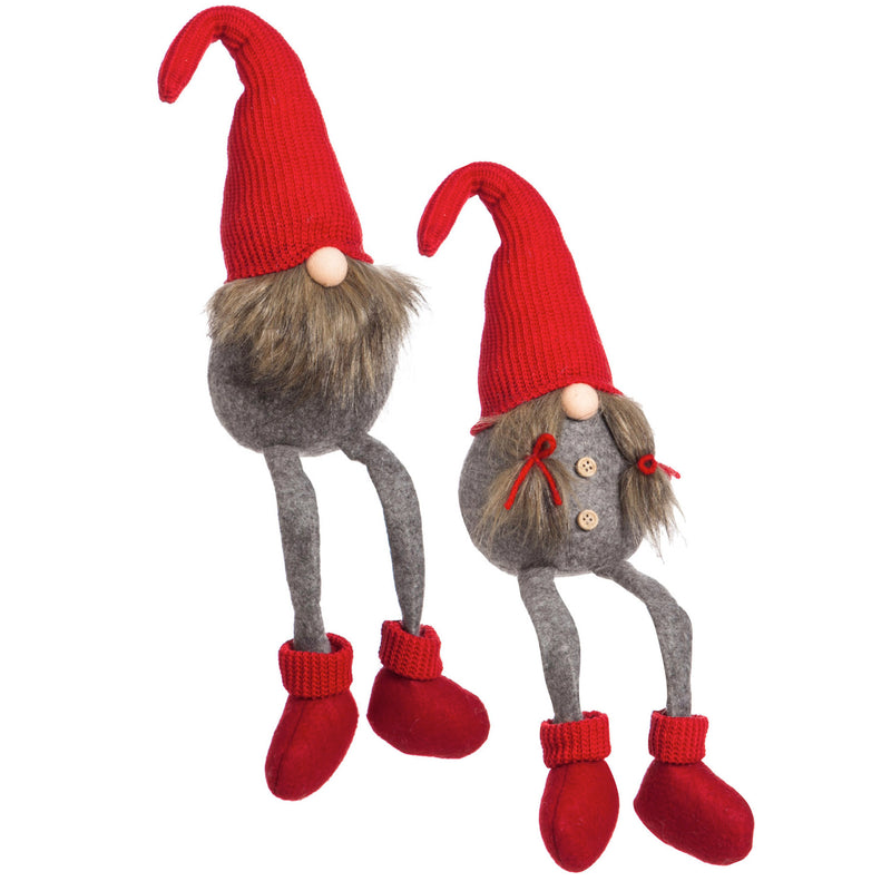 Gnome Couple Sitting Plush Décor, 2 ASST,8tan057