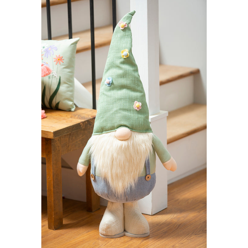 Gnome with Green Floral Hat and Pink Body Table Décor