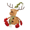 Plush Deer with Hat, Scarf, Mittens, and Telescoping Neck Table Decor,8tan163