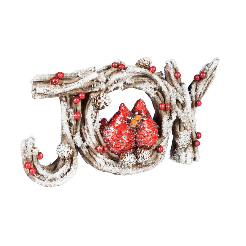 Snow covered cardinal tabletop decoration with berries, 2 Assorted