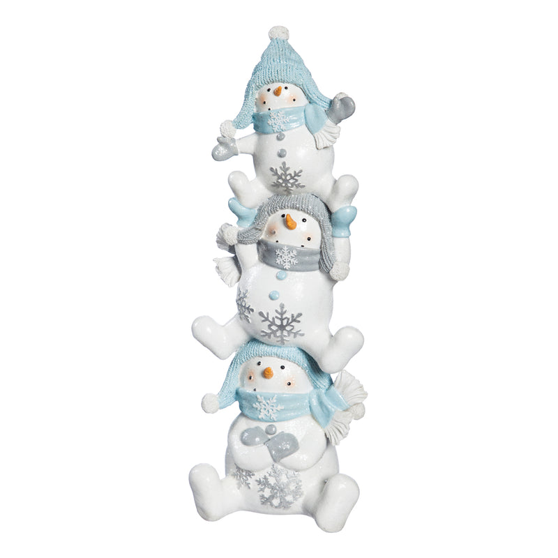 Resin Stacked Snowmen with Hats and Scarves Tabletop Décor