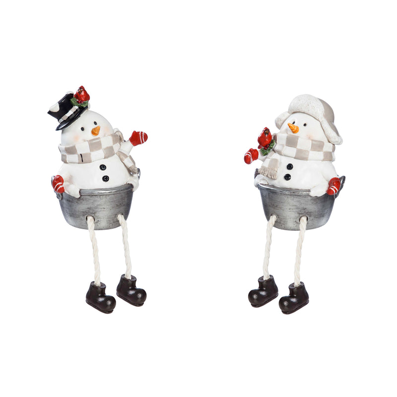 Resin Snowman with Danglingg Legs Tabletop Décor, 2 Asst