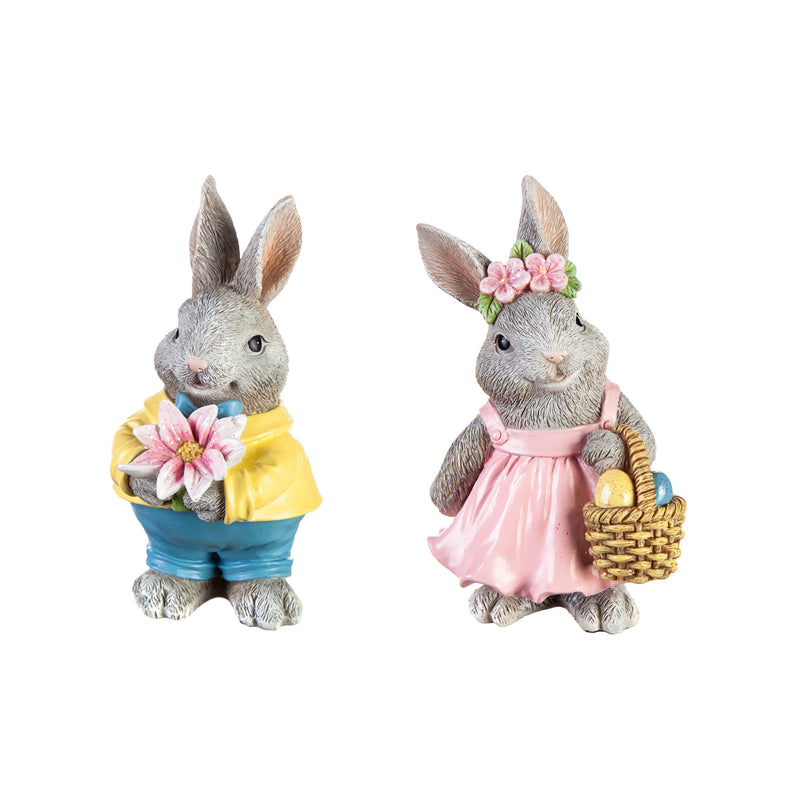 Polyresin Rabbit Table Décor Set of 2, 3"x2.75"x5"inches