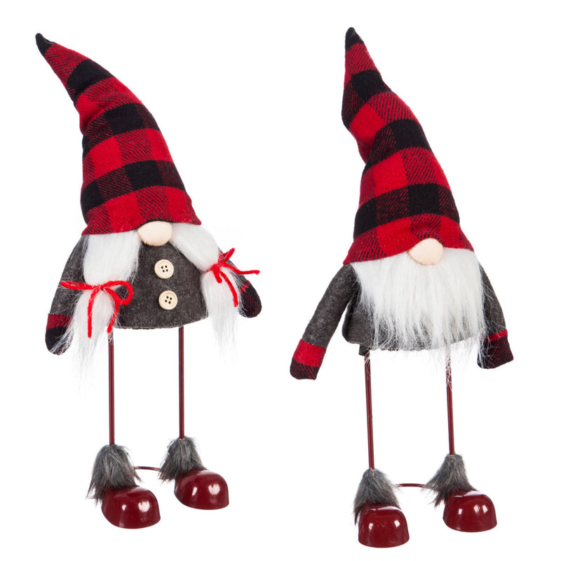 Grey Gnome Couple Spring Body Standing Plush Décor, 2 ASST