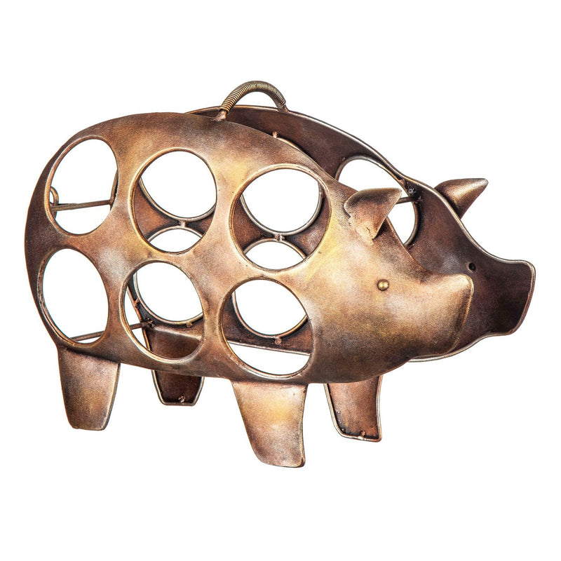 Metal Pig Wine Holder, 18.5"x7"x12.5"inches