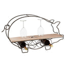 Metal and Wood Pig Wall Wine Holder,8wkm007