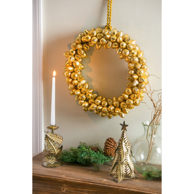 Large 16'' One-sided Gold Ornament Wreath,8wr216