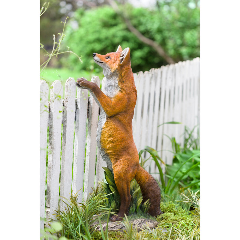Lifelike Indoor/Outdoor Resin Standing Fox Statue, 15"x9.5"x28.25"inches