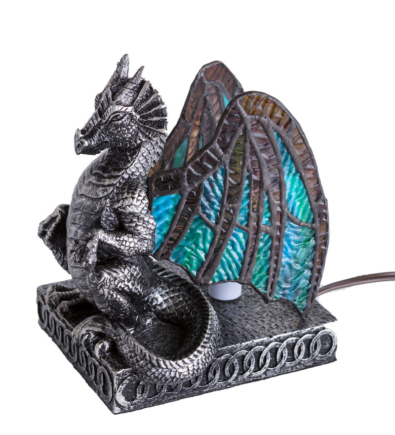 Lighted Stained Glass Dragon, 6.5"x4.5"x8"inches